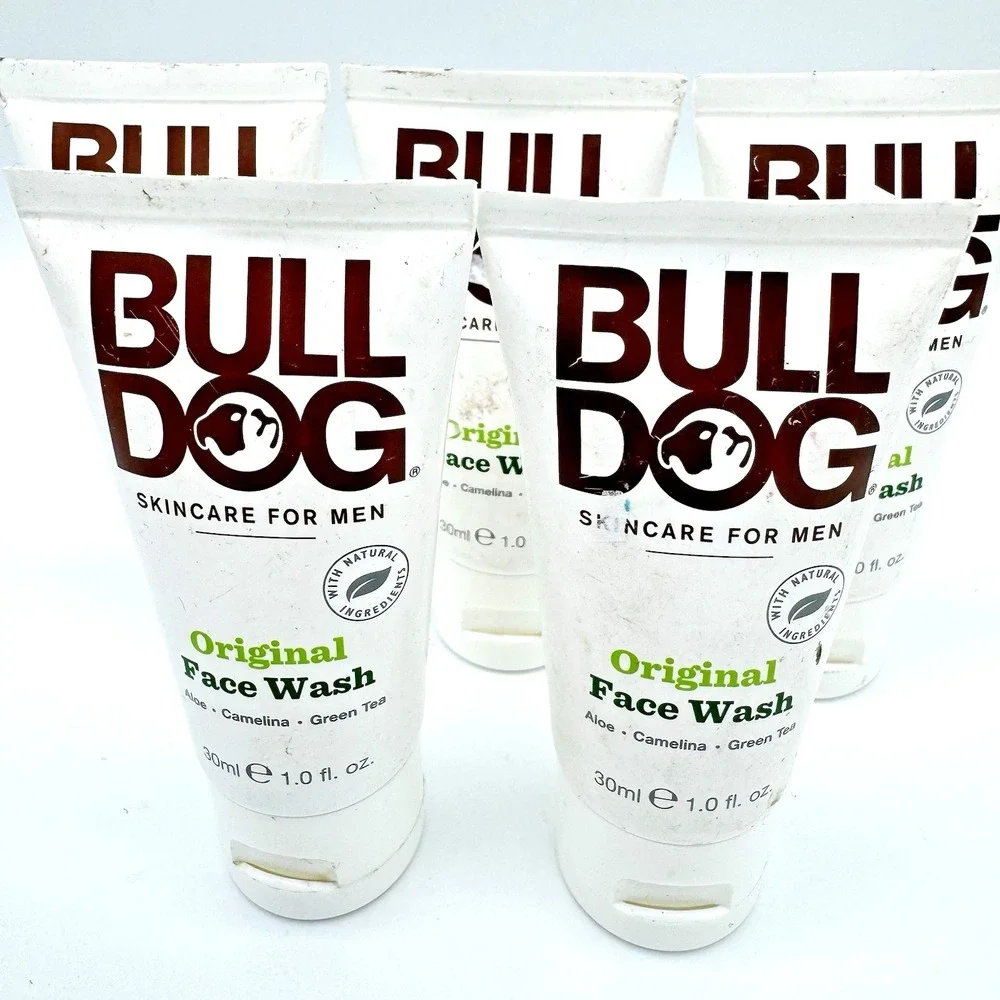 5 x Bulldog Face Wash 1oz Travel Size Original Aloe Camelina Mens Cleanser UK
